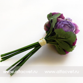 искусственные цветы букет камелий цвета фиолетовый и темно-фиолетовый 27