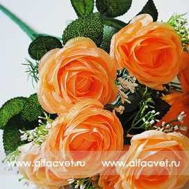 искусственные цветы букет камелий цвета светло-оранжевый 25