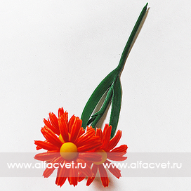 искусственные цветы ветки ромашек (пластмассовая) цвета красный 4