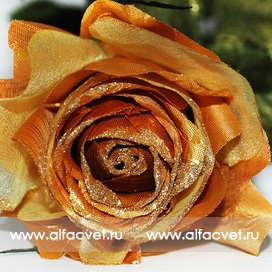 искусственные цветы роза с блестками цвета золотой 62