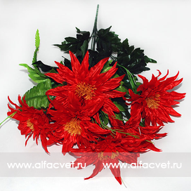 искусственные цветы астры с папоротником цвета красный 4