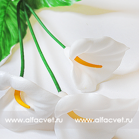 искусственные цветы ветка каллы(пластмассовая) цвета белый 6