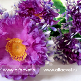 искусственные цветы букет маргариток (розетка) цвета фиолетовый 7